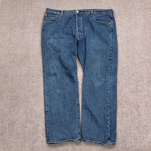 Levi's 501 Jeans Men 42W 30L Blue Button Fly Straight Leg Cotton Denim Egypt VTG